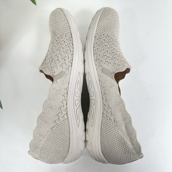Skechers Seager Stat Taupe Knit Slip‎ On Flat Relaxed Fit Memory Foam Shoe Sz 10 - Picture 6 of 9